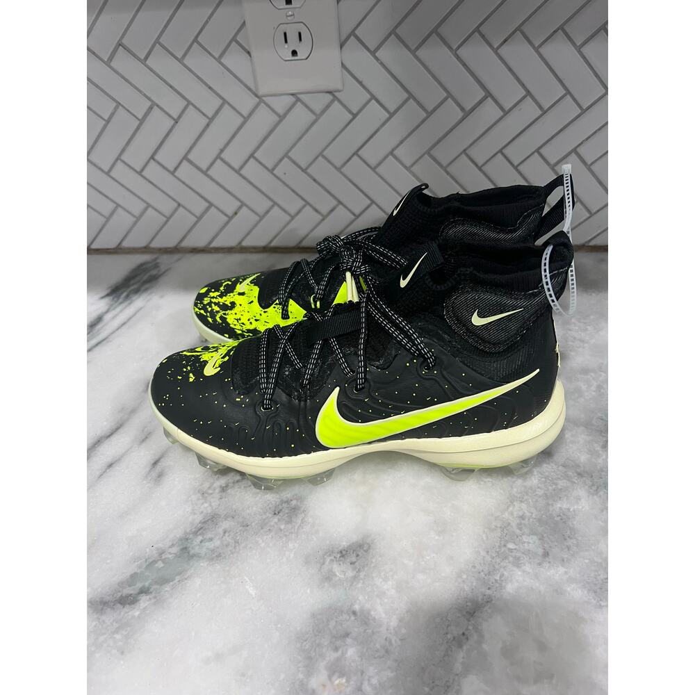 Nike Alpha Huarache Baseball Cleats Black Volt Splatter High Top Mens 8